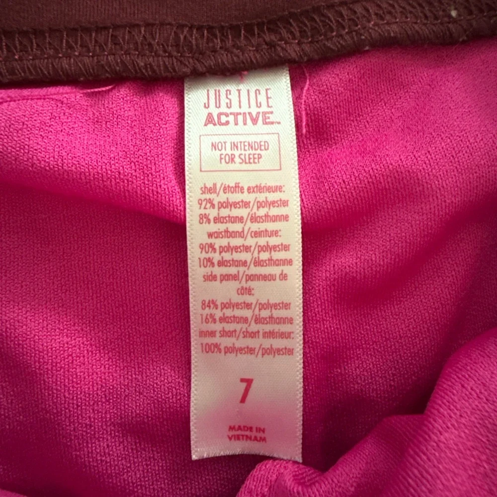 Justice Girls 7 Grey & White & Pink Pair of Athletic Shorts